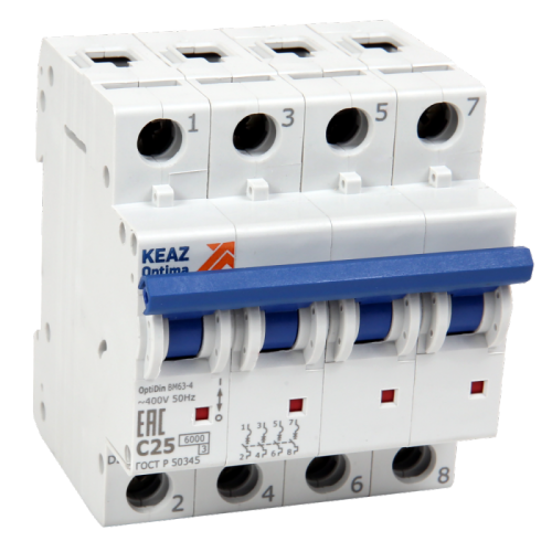 Автоматический выключатель, серии OptiDin BM63, BM63-4ND1-УХЛ3, новое исполнение (1 шт.) КЭАЗ | код 260984 | КЭАЗ