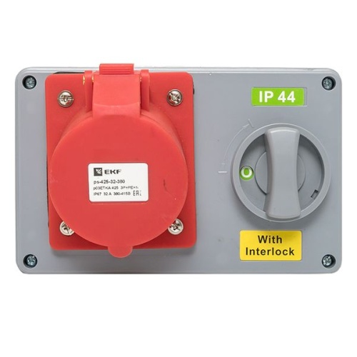 Розетка с блокировкой и выключателем 1425 3Р+РЕ+N 32А 380В IP44 | код ps-1425-32-380 | EKF фото 5