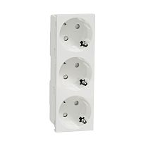 Unica Modular Розетка 3х(2К+З) 45гр, шторки, безвинтовые клеммы БЕЛАЯ | код NU307618 | Systeme Electric