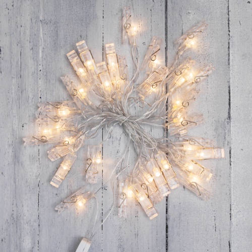 Гирлянда светодиодная Прищепки 30 LED, 5 м, теплый белый цвет свечения NEON-NIGHT | код 303-032 | NEON-NIGHT