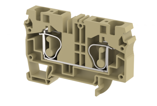 Клемма проходная пружинная 10 мм2, на 2 подключения, хаки SQ10-KHAKHI | код 2105010006 | Elmex