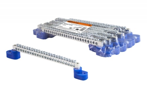 Шина N нулевая 6х9мм на двух угл. изоляторах 24 групп никелированная TDM | код SQ0801-0316 | TDM