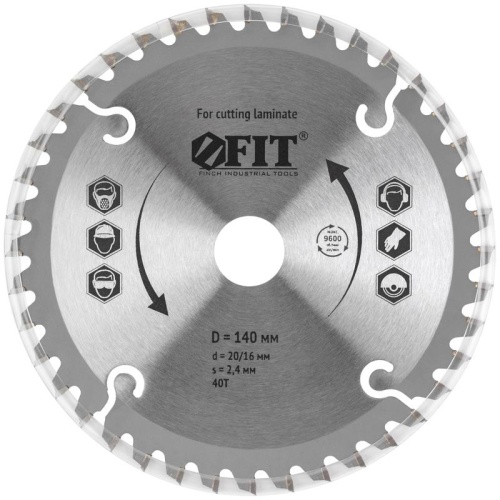 Диск пильный для циркулярных пил по ламинату 140x20/16x40T | код 37765 | FIT фото 7