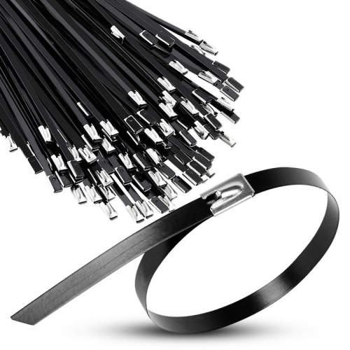 Хомут кабельный 7.9х400 сталь AISI 304 с покрытием (уп.100шт) | код TKE-HM304-7.9-400-C/100 | TOKOV ELECTRIC