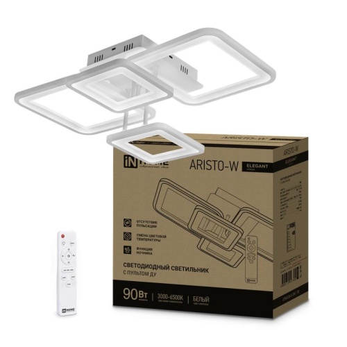 Светильник светодиодный ELEGANT ARISTO-W 90Вт 230В 3000-6500К 7000лм 535х370х151мм пульт ДУ бел. | код 4690612047300 | IN HOME