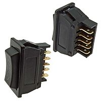 Клавишный переключатель автомобильный RUICHI ASW-01, ON-ON, DPDT, 20 А, 30 В, 50 мОм, чёрный | код 57056 | Ruichi