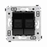 Компьютерная розетка RJ-45 без шторки в стену, кат.6А двойная, Avanti, Черный квадрат | код 4402674 | DKC