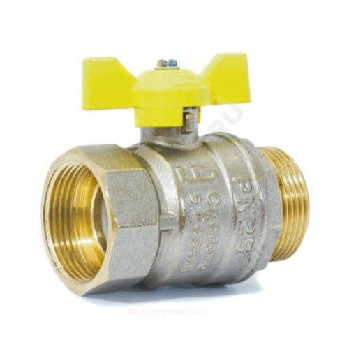 Кран шаровый латунный никелированный 11б27п1 ДУ 25 (1') ВР/НР рычаг ( Pride 47.25.В-Н.Р) | код LD 47.303.25 | LD