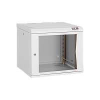 Шкаф настенный 19, 9U, стеклянная дверь, Ш530хВ466хГ600мм, цельносварной, серый | код TWC-095360-G-W-GY | TLK