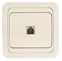 Розетка (TF) телефонная (RJ11) кремовый/кремовый ( 12шт ) Mimoza Makel | код 25014 | MAKEL
