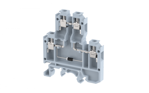 Клемма проходная винтовая с электронными компонентами 2,5 мм2, двухуровневая, 1 диод 1N 4007, на 4 подключения, черная KUDD4D1_MT0677-X-BLACK | код 1102520355 | Elmex