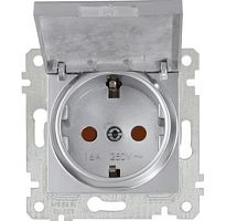 Rita - Розетка 2P+E, с крышкой, защ. шторки, нерж. сталь | код 2200-611-0282 | Mutlusan