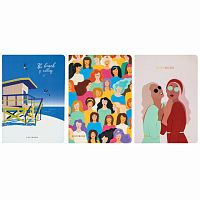 Тетради 40 л. в клетку обложка SoftTouch, НАБОР 3 шт., бежевая бумага 70 г/м2, сшивка, А5 (147х210 мм), JOY, BRAUBERG, 403791 | код 403791 | BRAUBERG