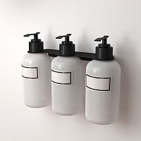 Держатель дозатора для жидкого мыла и шампуней на 3 флакона настенный, черный REXANT | код 38-0701 | REXANT