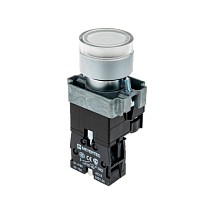 Кнопка с LED подсветкой, белая, 220V AC/DC, 1NO, мет. MTB2-BW3163 | код 58206 | MEYERTEC