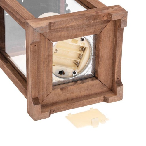 Декоративный фонарь со свечкой корпус из дерева размер 14х14х35cм цвет теплый белый | код 513-075 | Neon-Night фото 3