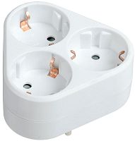 Тройник Т-01/03 3 места 2P+PE 16А треугольный бел. | код WTP10-16-03-Z-K01 | IEK