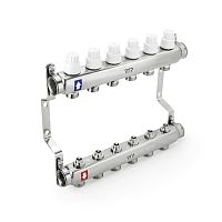 Группа коллекторная 1дюйм х 4 вых. евроконус 3/4дюйм с ручн. регулир. клапан. и кронштейном нерж. сталь SUS 304 | код 39458 | RTP