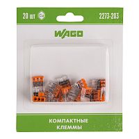 Компактная клемма 3-х проводная, 20 штук (серия 2273-203) | код 07-5132-20 | WAGO