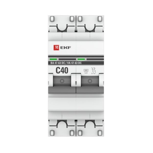 Автоматический выключатель 2P 40А (C) 6кА ВА 47-63 DC PROxima | код mcb4763-DC-2-40C-pro | EKF фото 4 Автоматический выключатель 2P 40А (C) 6кА ВА 47-63 DC PROxima | код mcb4763-DC-2-40C-pro | EKF фото 4