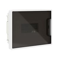 Щиток встраиваемый 8мод. IP41 с тонированной дверцей с 2 шинами PEN на 6 и 8 отверст. бел. DKC F08B1WD