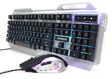 Комплект кл-ра+мышь игровой Гарнизон GKS-510G, металл, подсветка, черный/серый, 2000 DPI, антифантомные клавиши, 12 дополнительных функций, кабель 1.5м | код GKS-510G | Гарнизон