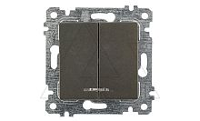 Rita - Выключатель двухклавишный с подсветкой, пруж. зажимы, дымчатый | код 2200-426-0195 | Mutlusan