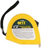 Рулетка Профи 5мх25мм калибр. лента; нейлон. покрытие; магн. крючок; эласт. корпус; двойн. стопор черн/желт. FIT 17426