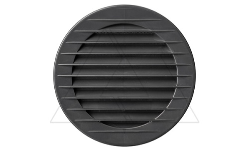Решетка вентиляционная с сеткой круглая для отверстия O100мм, внешний O128мм, пластик, графит | код 02-231 | airRoxy