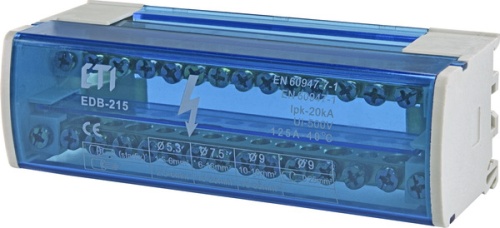 Блок распределительный EDB-215 2p, L+PE/N, 125A (15 выходов) | код 001102302 | ETI Блок распределительный EDB-215 2p, L+PE/N, 125A (15 выходов) | код 001102302 | ETI