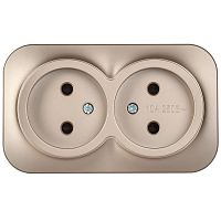 GLORY Розетка 2-местная для открытой установки без заземления без защитных шторок 10А РС22-2-ХШм шампань матовый IEK | код ERH20-K37M-10 | IEK