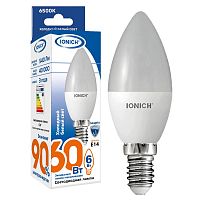 Лампа светодиодная LED 6w 6500К, E14, 540Лм, матовая свеча IONICH | код 1530 | Universal
