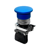 Кнопка грибовидная синяя, 40 мм, пружиный возврат, 1NO, IP65, металл MTB4-BC61 | код 137138 | MEYERTEC