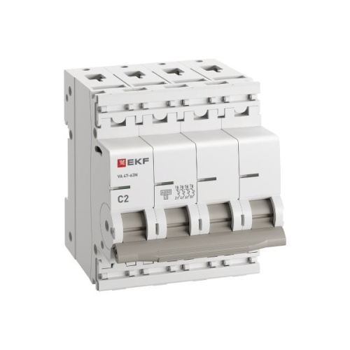 Автоматический выключатель 4P 2А (C) 6кА ВА 47-63N EKF PROxima | код M636402C | EKF фото 4