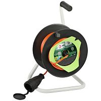 Удлинитель силовой на пластиковой катушке без заземления 1 розетка 50м ПВС 2x1,5мм2 RP-1-2x1.5-50m | код Б0059772 | ЭРА