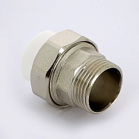 Соединение разборное 25 х 1' НР полипропиленовое PPR белое | код PA21015 | PRO AQUA