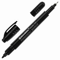 Маркер перманентный двусторонний BRAUBERG DUO, ЧЕРНЫЙ, наконечники 0,7/1 мм, 152210 | код 152210 | BRAUBERG