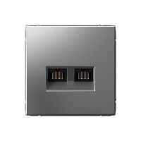 ARTGALLERY РОЗЕТКА двойная компьютерная RJ45+RJ45, кат.6А, механизм, СТАЛЬ | код GAL000988 | Systeme Electric