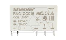 Реле RNC1CO018, 1CO, 6A(250VAC/30VDC), 18VDC, для печатных плат и цоколей SNB05/SNC05, IP60 | код RNC1CO018 | Shenler