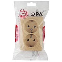 Розетка 2-м ОП Эра Эксперт 11-2205-11 16А IP20 16AX 250В 2х2P+E Schuko сосна Эра Б0020693