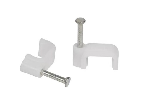 Скоба 7мм плоская пластиковая -белая HLT | код 084-07-22 | HLT