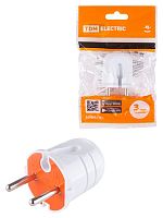 Вилка б/з белая с красной вставкой 10А 250В TDM | код SQ1806-0209 | TDM