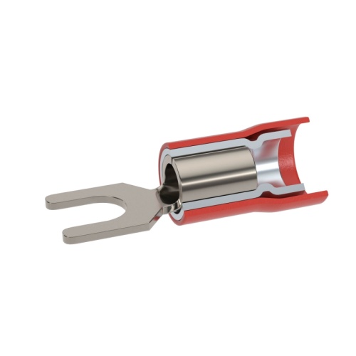 Наконечник вилочный с изолир.фланцем ПВХ, двойная гильза, 0,25-1,5 кв.мм М3 (д.3,2 мм) (НВИ) | код 2A13P-DS-PVC | DKC