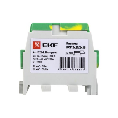 Клемма распределительная КСР с двойным винтом 2x25/2x16 желто-зеленая PROxima | код ksr-2.25-2.16-y-green | EKF фото 5