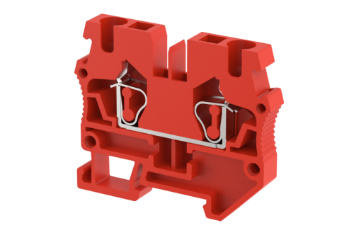 Миниклемма проходная пружинная 2,5 мм2, на 2 подключения, красная SQM2.5-RED | код 2402240002 | Elmex