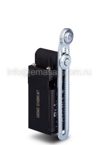 Выключатель концевой синхроного переключения угловой 2-направленный с пластмассовой консолью, стальным роликом Ф18мм на длинном регулируемом рычаге (1НО+1НЗ), L3K23MEM123 | код L3K23MEM123 | EMAS Выключатель концевой синхроного переключения угловой 2-направленный с пластмассовой консолью, стальным роликом Ф18мм на длинном регулируемом рычаге (1НО+1НЗ), L3K23MEM123 | код L3K23MEM123 | EMAS