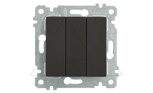 Rita - Выключатель трехклавишный, пруж. зажимы, черный мат | код 2200-409-0184 | Mutlusan