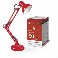Светильник настольный под лампу СНО 15К на основании 60Вт E27 230В КРАСНЫЙ (коробка) IN HOME | код 4690612035833 | IN HOME