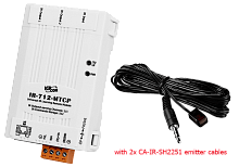 IR-712-MTCP CR Universal IR Learning Remote Module (MBTCP, 2 IR outputs, 512 IR Cmds) with 2 CA-IR-SH2251 (RoHS) | код 00-06104527 | ICP DAS