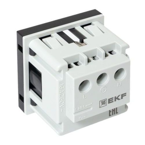 Розетка 45х45 с зазем., с защ. шторками, 90 градусов, черная, матовая EKF | код E2MR16-028-30 | EKF фото 7